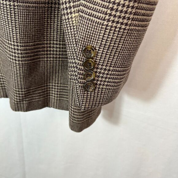 Burberry Tan Brown Wool Houndstooth Plaid Classic Sport Coat Size 42S - Picture 9 of 15
